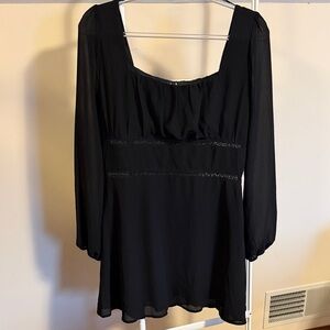 Lulus square neck black dress size large  NWT